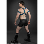 Mr.S Leather X - Factor Bold Color Body Harness | Aqua