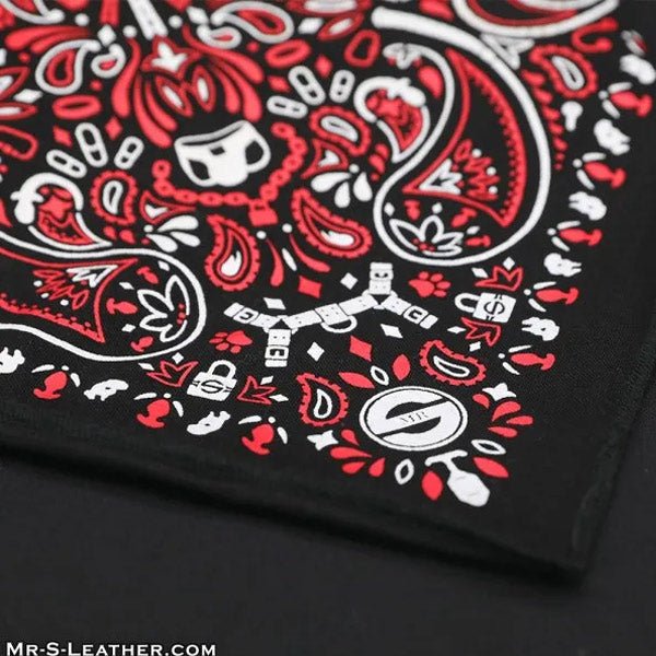 Mr.S Leather Zipper Pocket Neck Hanky - Black/Red