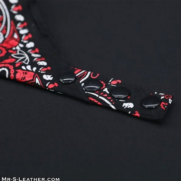 Mr.S Leather Zipper Pocket Neck Hanky - Black/Red