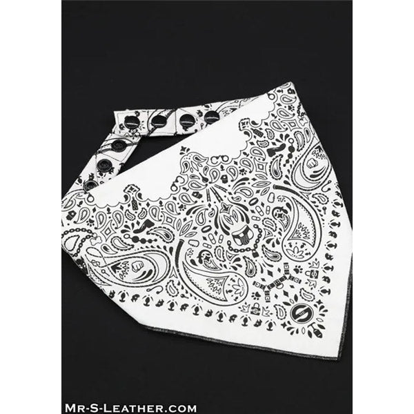 Mr.S Leather Zipper Pocket Neck Hanky - White