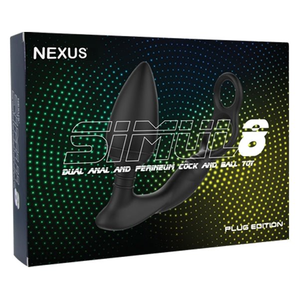 Nexus SIMUL8 Vibrating Double Cock & Ball Ring with Ribbed Butt Plug