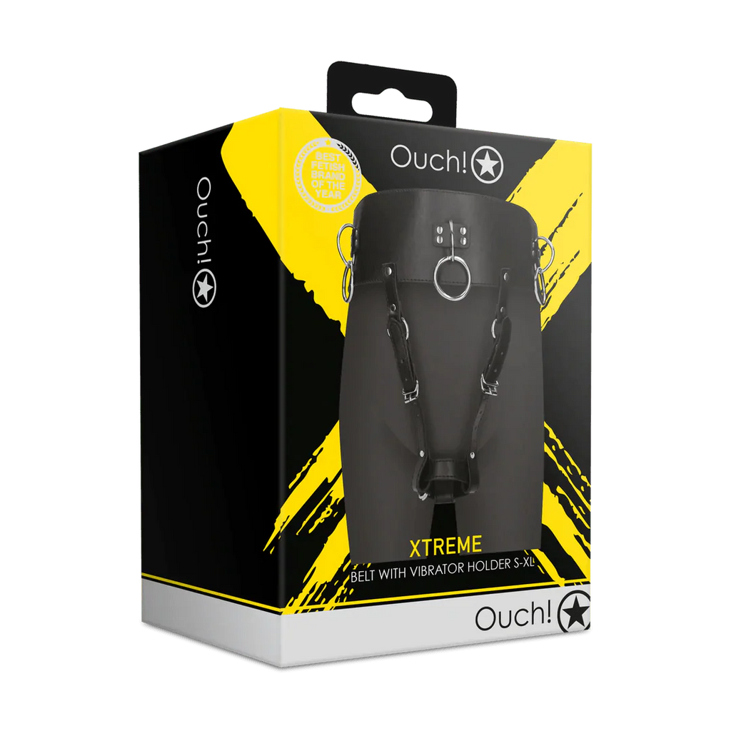 OUCH Belt with Vibrator Holder - Black