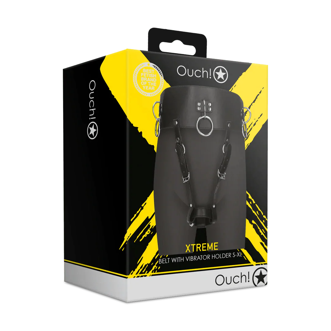 OUCH Belt with Vibrator Holder - Black