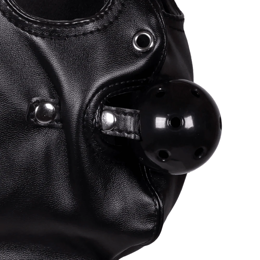 OUCH Blindfolded Mask with Breathable Ball Gag - Black