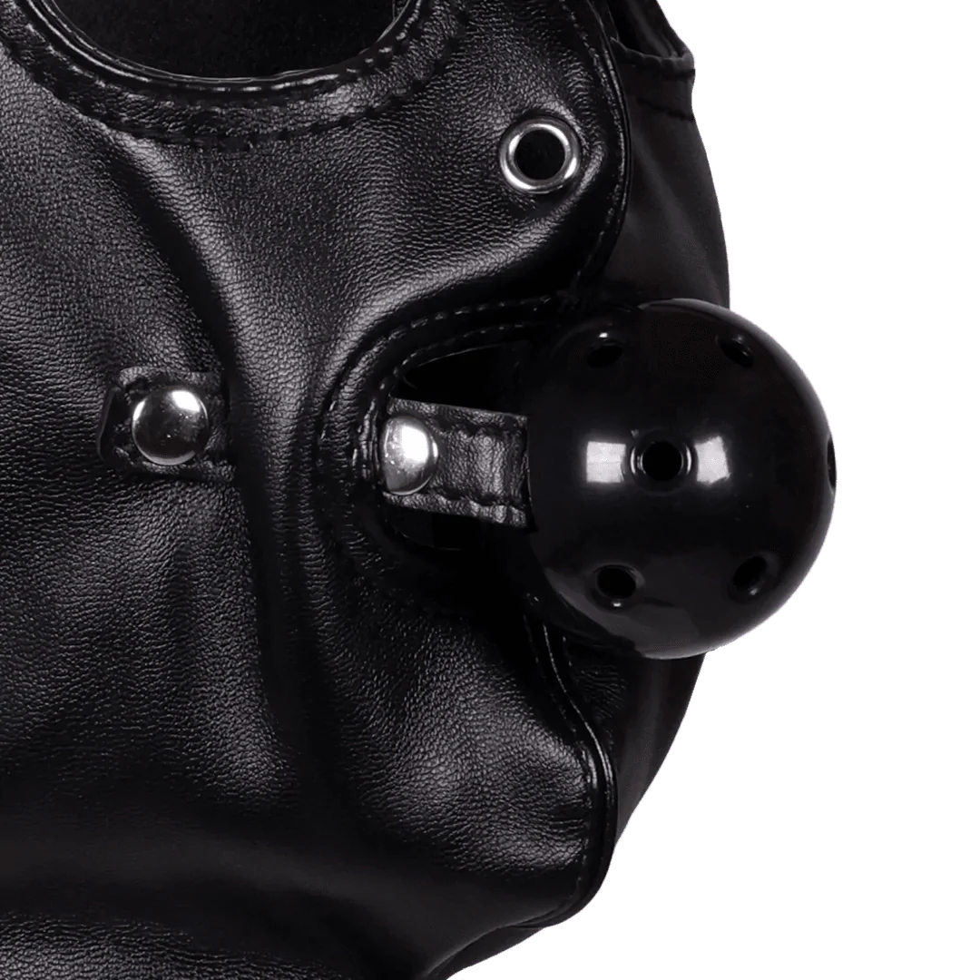 OUCH Blindfolded Mask with Breathable Ball Gag - Black