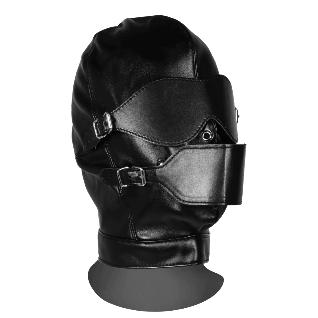 OUCH Blindfolded Mask with Breathable Ball Gag - Black