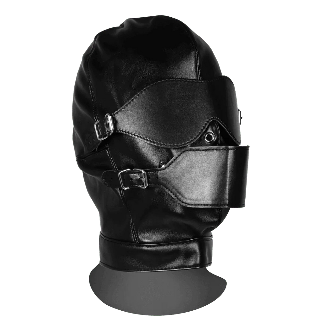 OUCH Blindfolded Mask with Breathable Ball Gag - Black