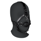 OUCH Head Harness with Breathable Ball Gag and Nose Hooks - Black