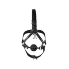 OUCH Head Harness with Breathable Ball Gag and Nose Hooks - Black