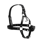 OUCH Head Harness with Breathable Ball Gag and Nose Hooks - Black