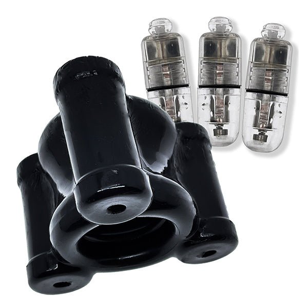 Oxballs BUZZSQUEEZE triple - vibe ballstretcher - Black