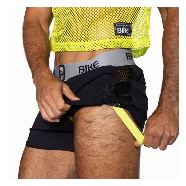 BIKE® Peek-a-boo Jock Short - Black/Acid Lime