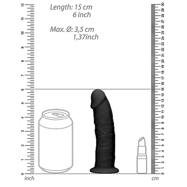 Realistic Dildo Without Balls - Black | 6 Inches