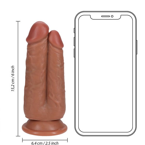 RealRock Two in One Dildo 5"/6" - 12,7/15,2 cm | Tan