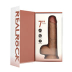 RealRock Vibrating Regular Straight Cock with Balls - 7" - Tan