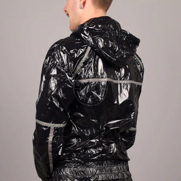 Riegillio Master of the House Shiny Nylon Base Tracksuit Jacket | Grey | Black/Grey