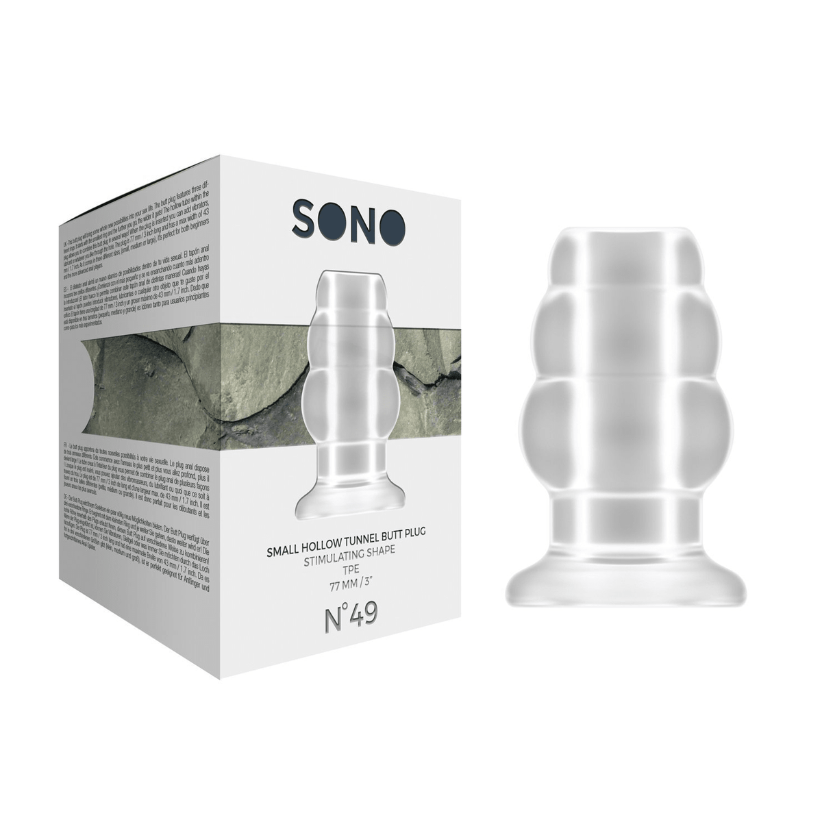 SONO: No.49 Ribbed Tunnel Butt Plug | Clear