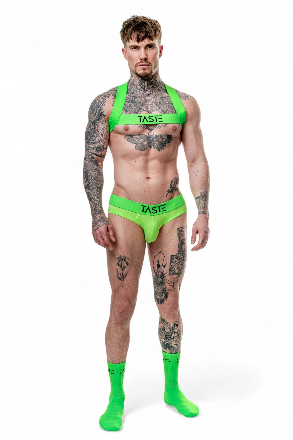 TASTE Brief, Harness & Socks Set | Neon Green