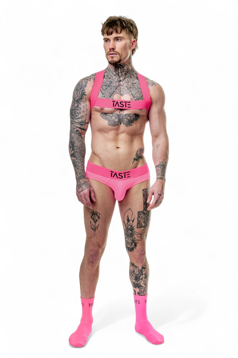 TASTE Brief, Harness & Socks Set | Neon Pink