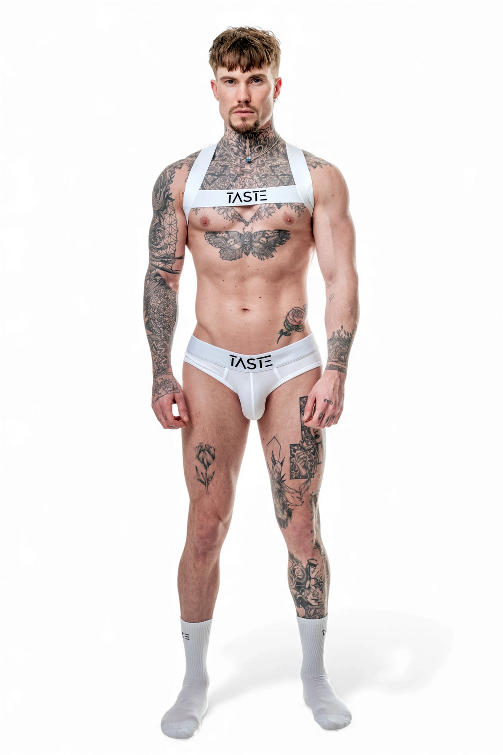 TASTE Brief, Harness & Socks Set | Signature White