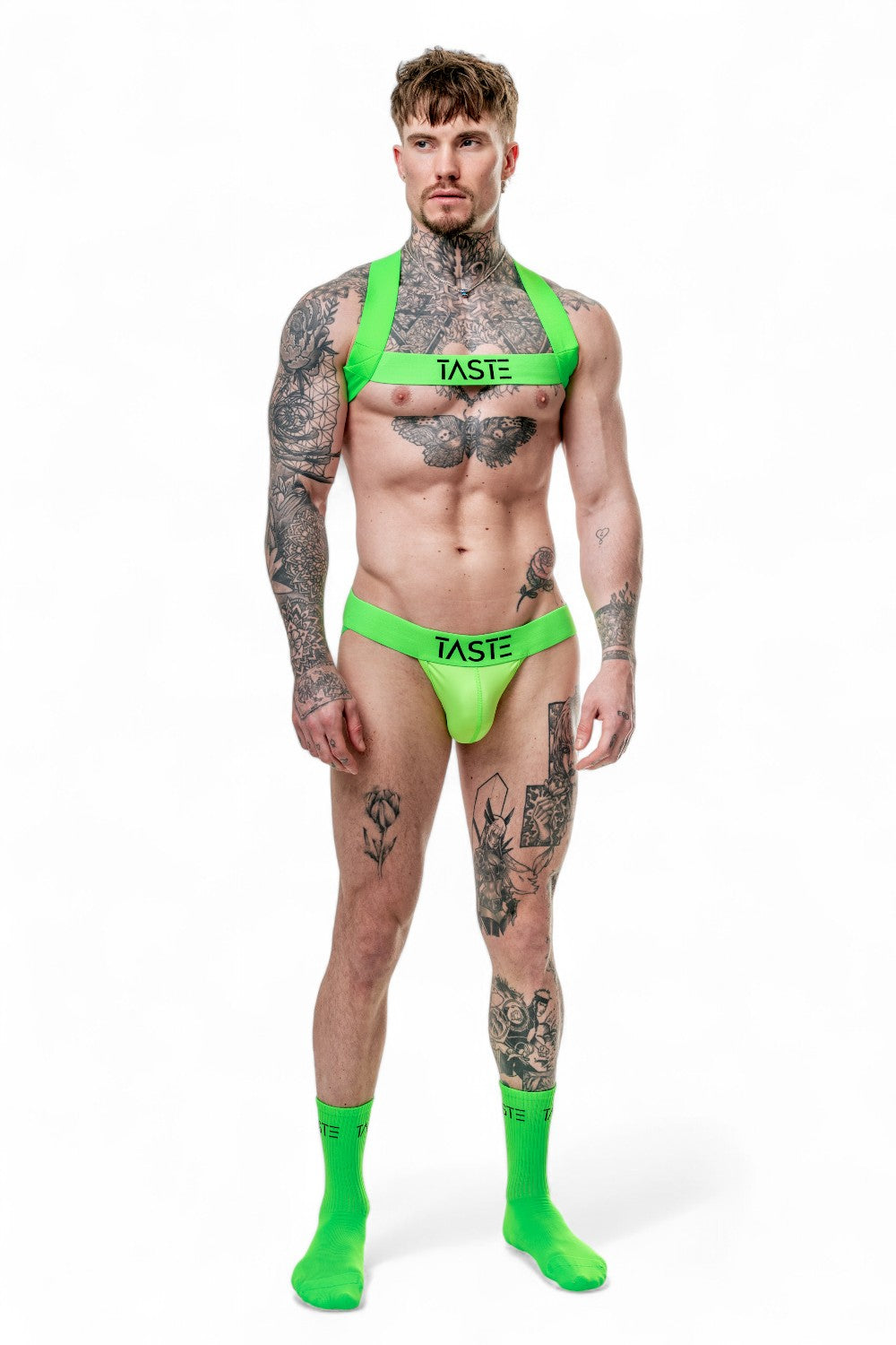 TASTE Jockstrap, Harness & Socks Set | Neon Green