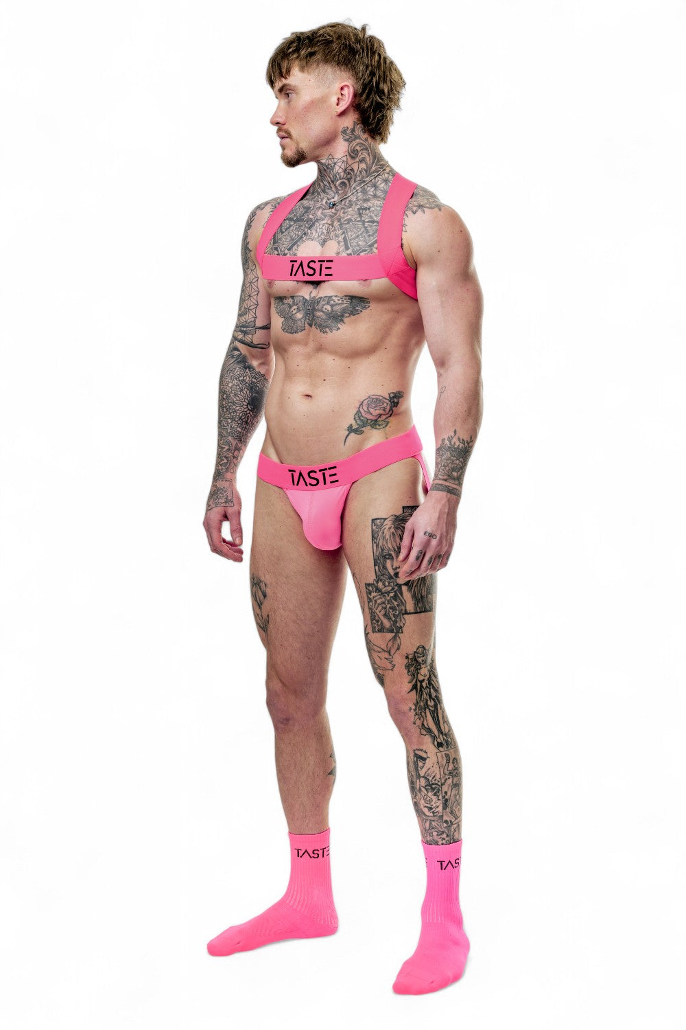 TASTE Jockstrap, Harness & Socks Set | Neon Pink