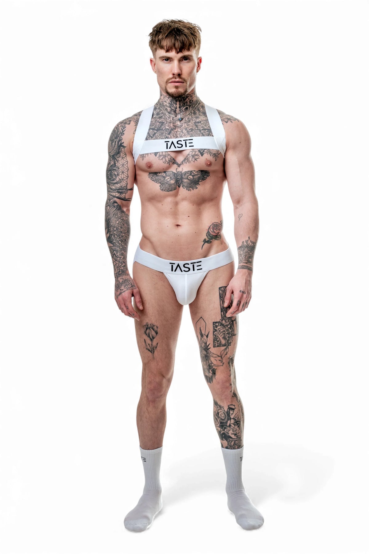 TASTE Jockstrap, Harness & Socks Set | Signature White