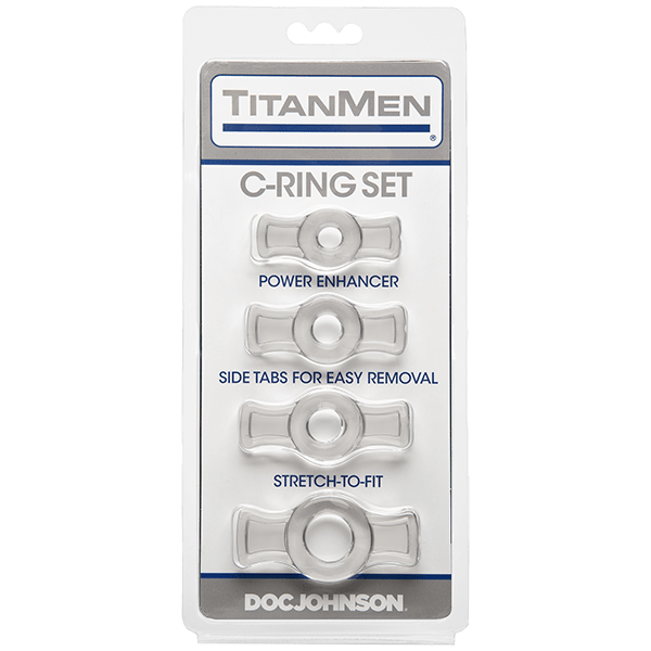 TitanMen Tools | Cock Ring Set Clear with Easy Grip Tabs: Clear