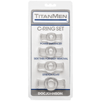 TitanMen Tools | Cock Ring Set Clear with Easy Grip Tabs: Clear