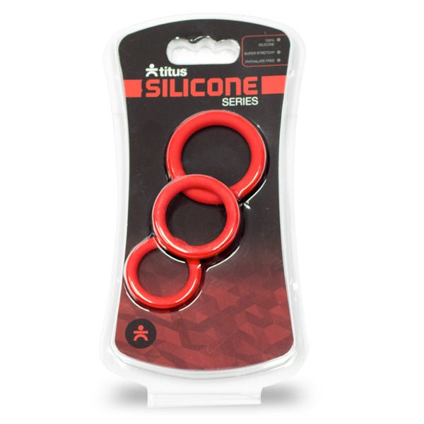 Titus Silicone Series - Cock Ring 3 Pack - Red