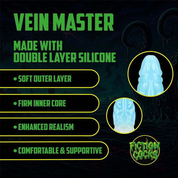 Vein Master - Silicone Dildo - Blue/White