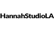 HannahStudioLA logo which is just the sleek brand font in black on a white background. 