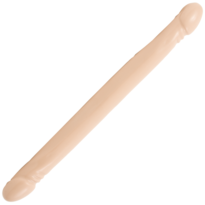 Smooth DOUBLE HEADED Dildo: Cream | 18 inches