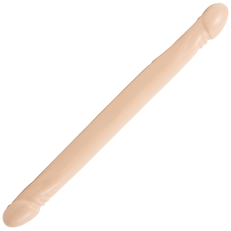 Smooth DOUBLE HEADED Dildo: Cream | 18 inches
