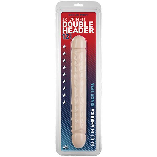 Doc Johnson VEINED Double Headed Dildo: White | 12 inches