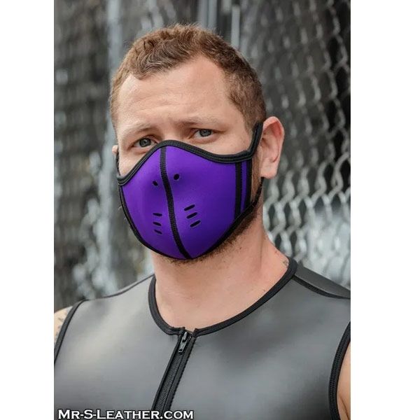 Mr S Leather Neoprene Face Mask - Purple/Black