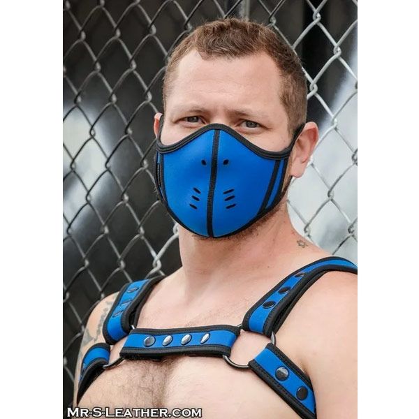 Mr S Leather Neoprene Face Mask - Cobalt/Black