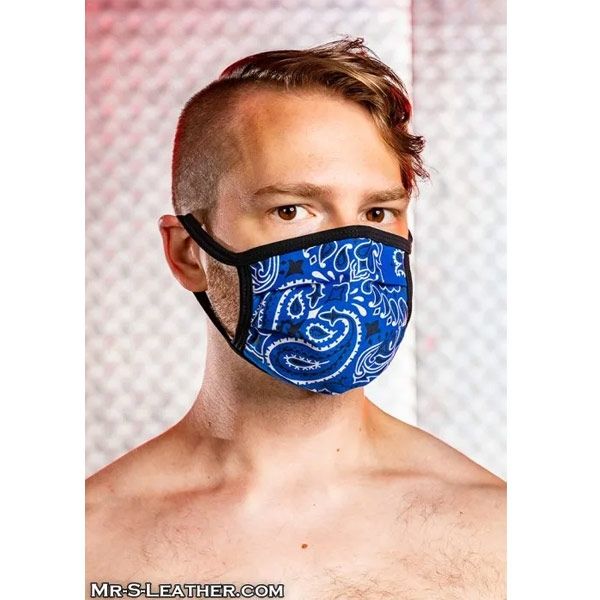 Mr S Leather Reversible Hanky Face Mask - Blue