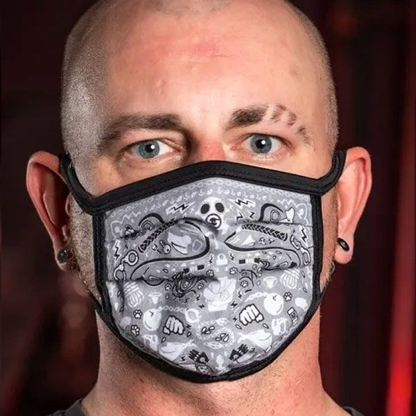 Mr S Leather Reversible Kinky Face Mask - Grey