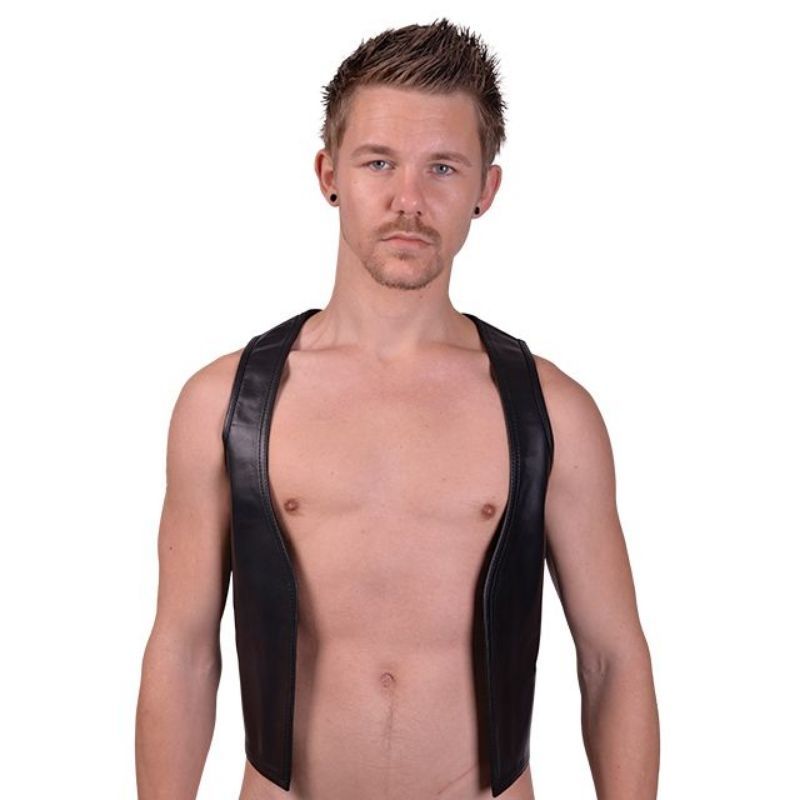 Mister B LEATHER MUSCLE VEST | Black