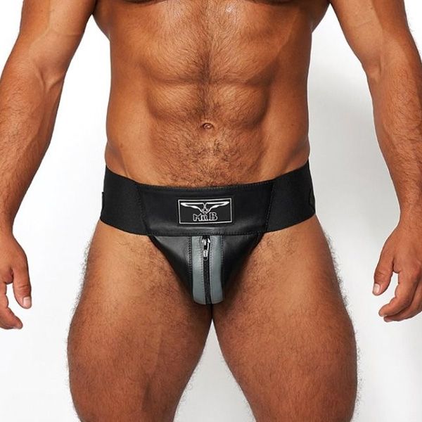 Mister B Leather Premium Jockstrap | Black/Grey