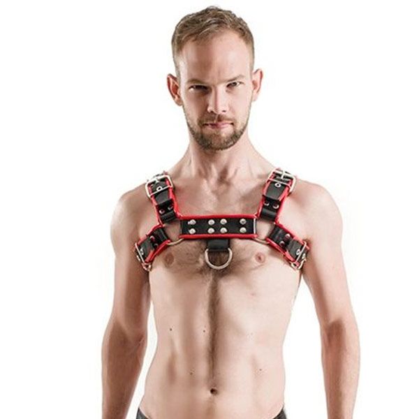 Mister B Rubber Chest Harness Premium | Black/Red