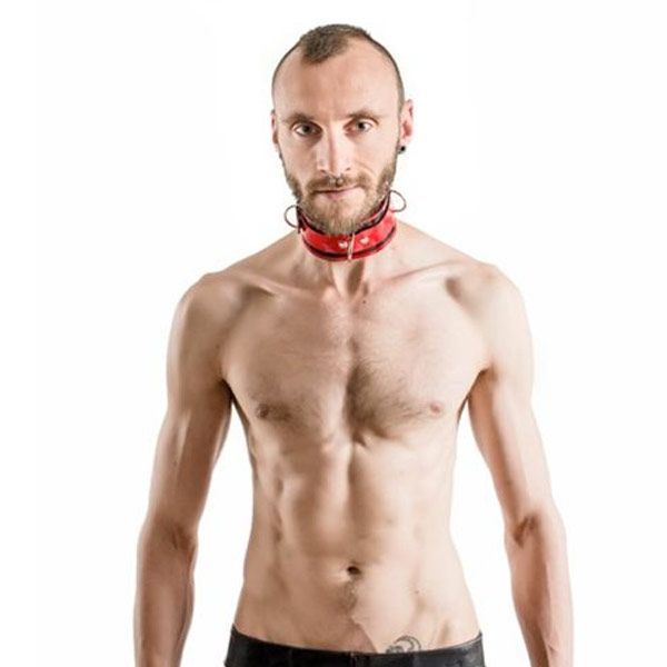 Mister B Rubber Collar Lockable Red/Black