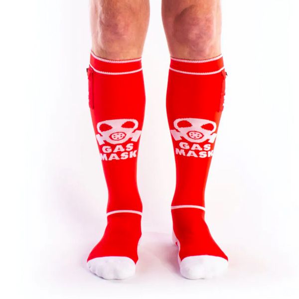 BRUTUS GAS MASK Party Socks w. Pockets Red/White