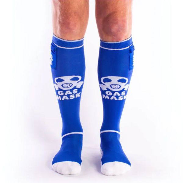 BRUTUS GAS MASK Party Socks w. Pockets Blue/White