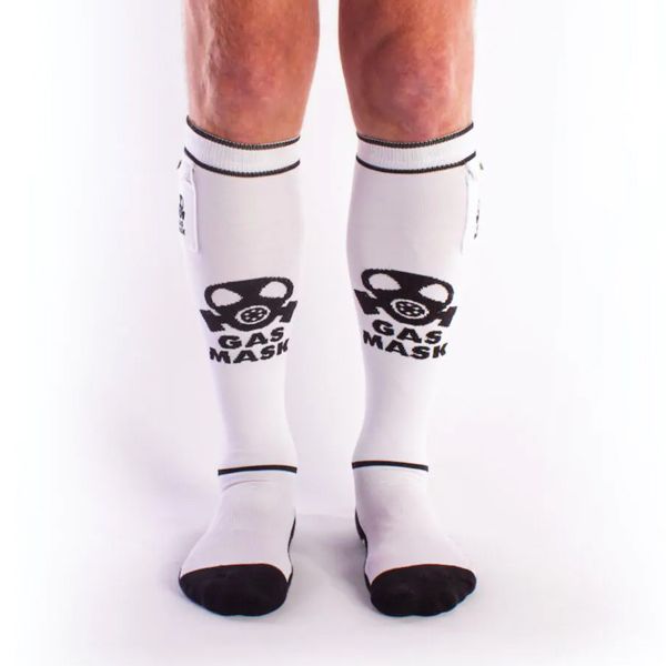 BRUTUS GAS MASK Party Socks w. Pockets White/Black