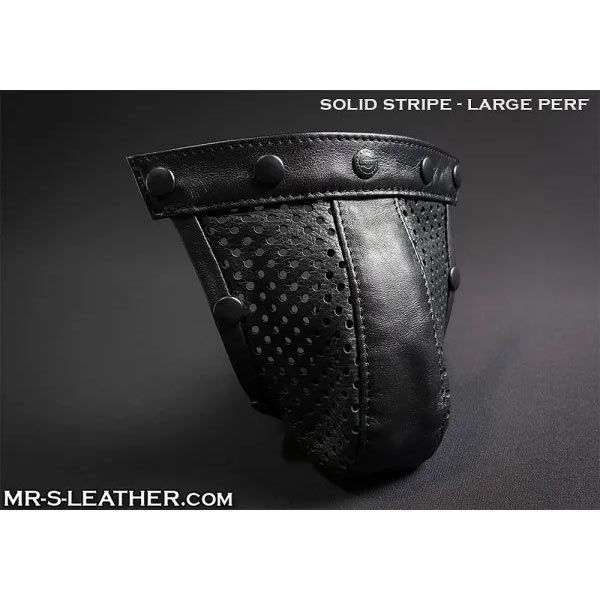 Mr S Leather Perforated Pouch - Large Perforation with Black Stripe