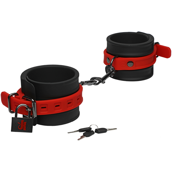 KINK - Silicone Ankle Cuffs - Black & Red