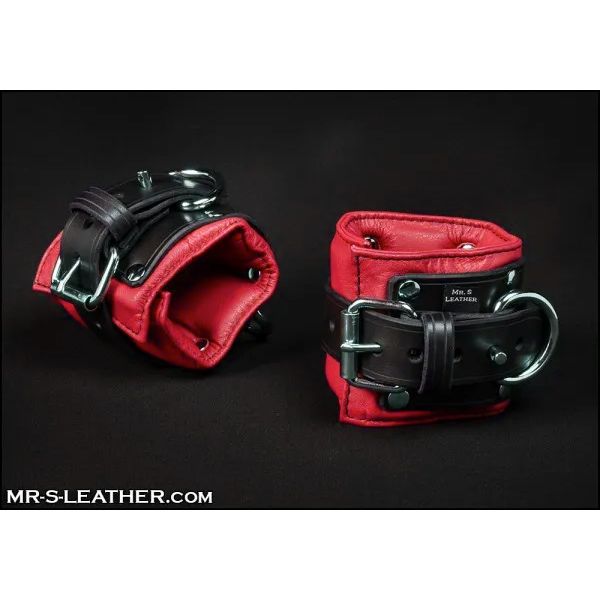 Mr.S Leather Padded Locking Wrist Restraints By Fetters USA Red/Black