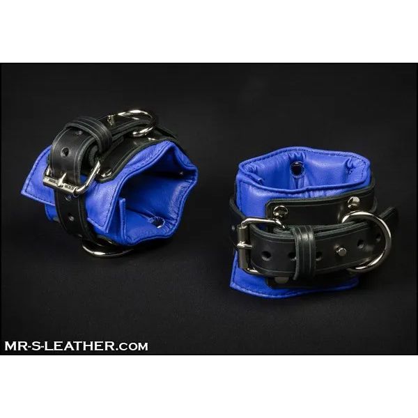 Mr.S Leather Padded Locking Ankle Restraints By Fetters USA Black/Blue